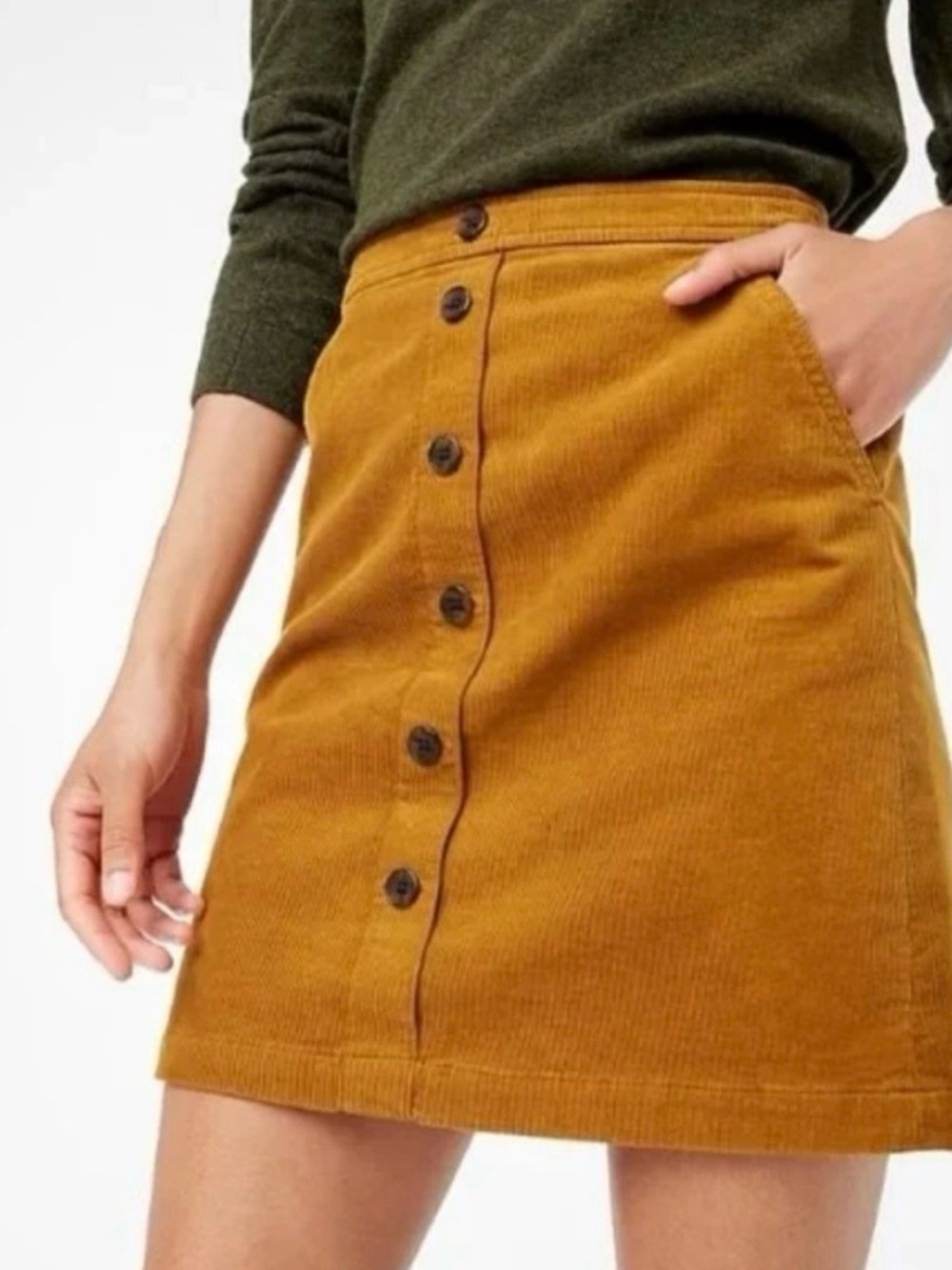 J.Crew Corduroy Skirt Button Front A-Line Mini Women 6  Brown Preppy  Academia